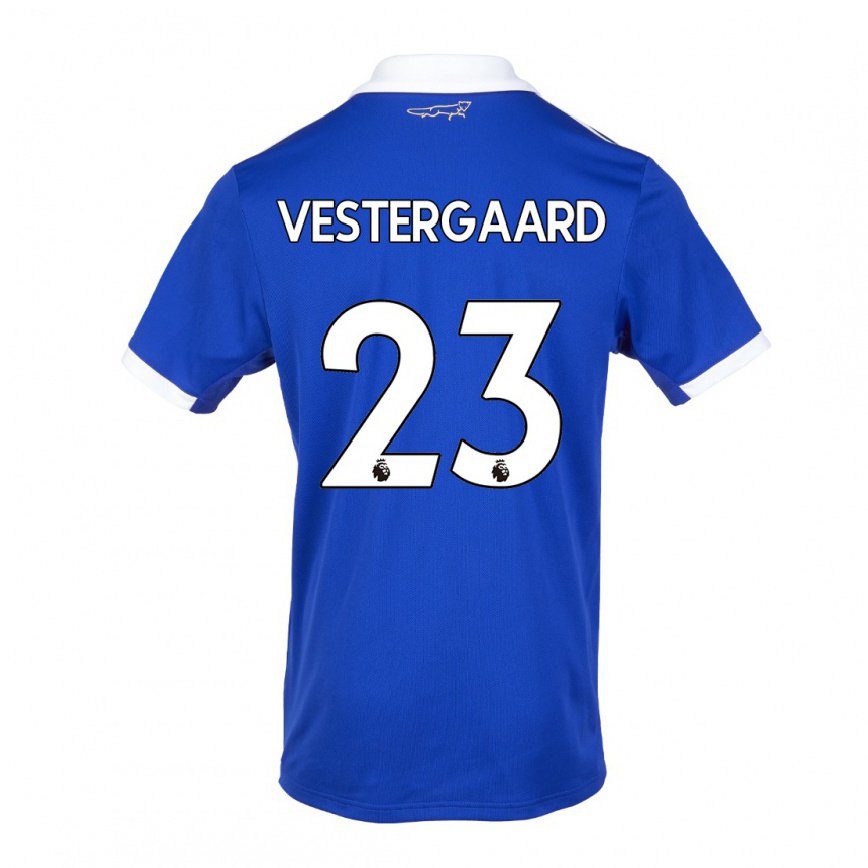 レディースフットボールヤニク・ヴェスターゴーア#23ブルー ホワイトホームシャツ2022/23ジャージーユニフォーム