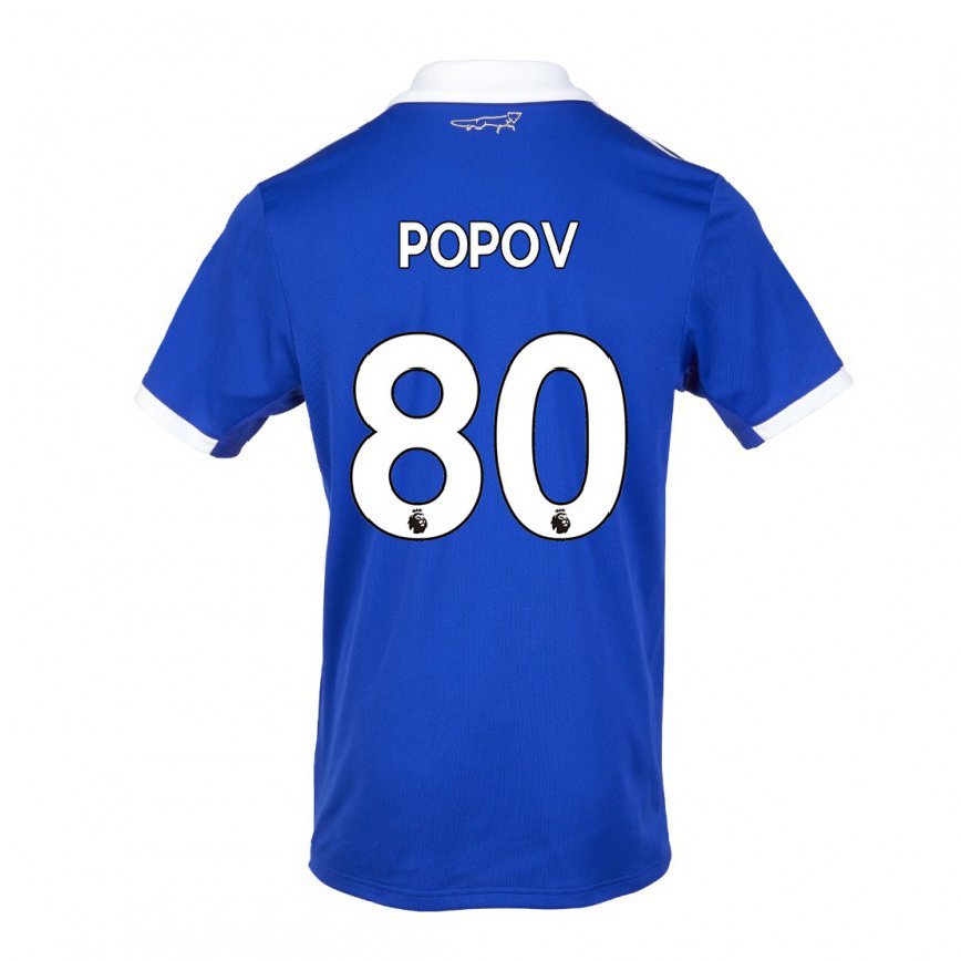 レディースフットボールクリス・ポポフ#80ブルー ホワイトホームシャツ2022/23ジャージーユニフォーム