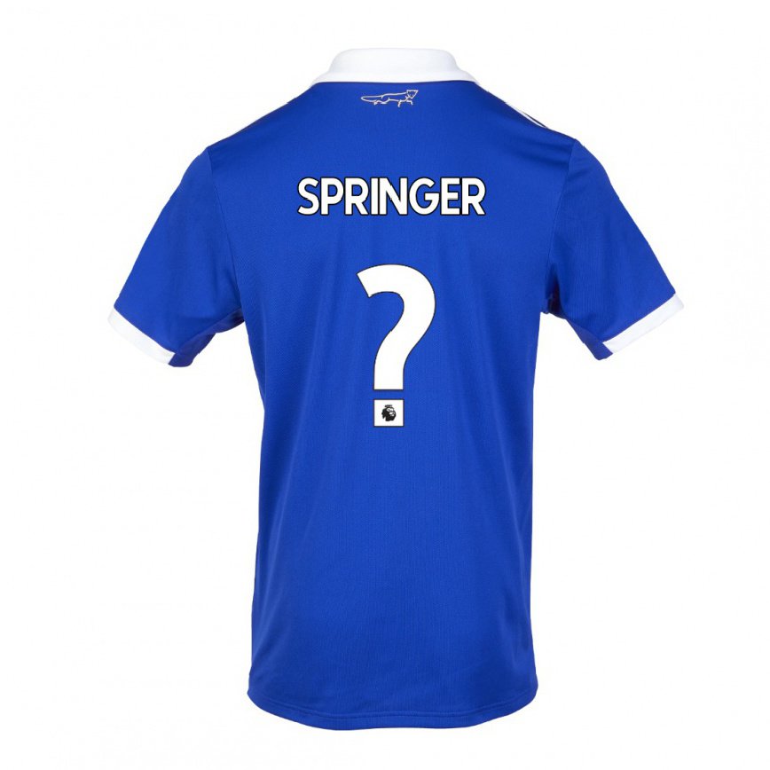 レディースフットボールジャーカン・スプリンガー#0ブルー ホワイトホームシャツ2022/23ジャージーユニフォーム