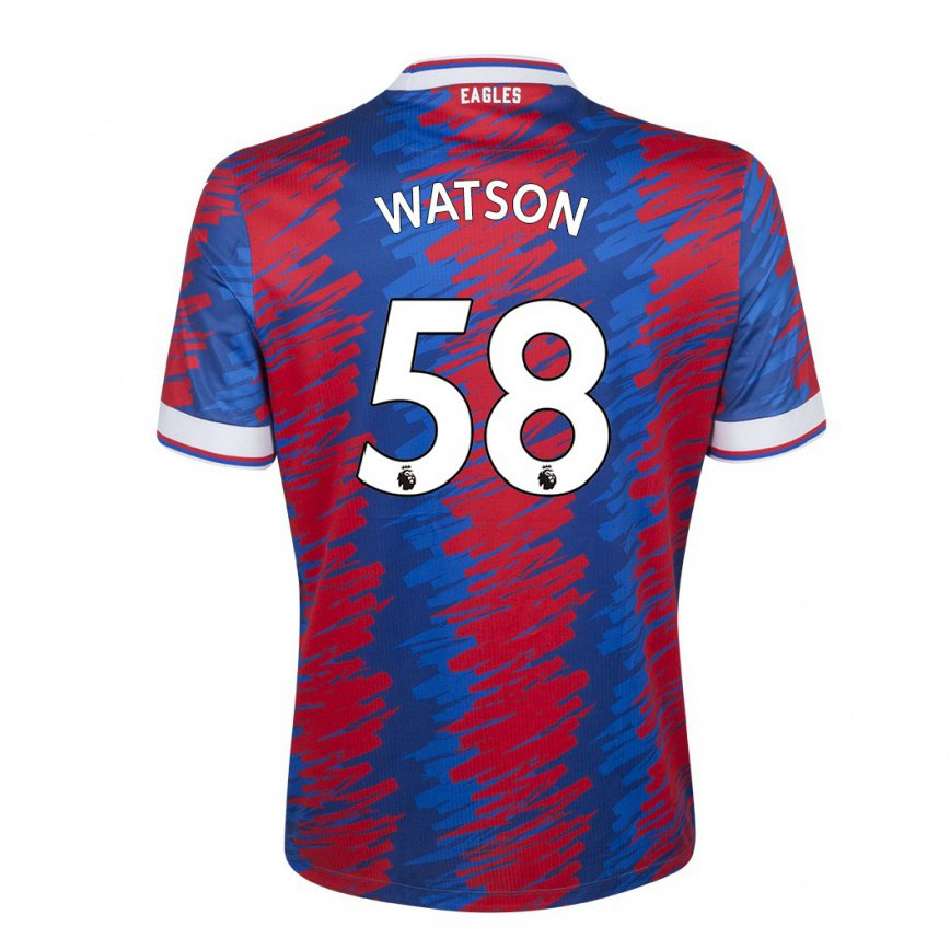レディースフットボールノアワトソン#58レッド ブルーホームシャツ2022/23ジャージーユニフォーム