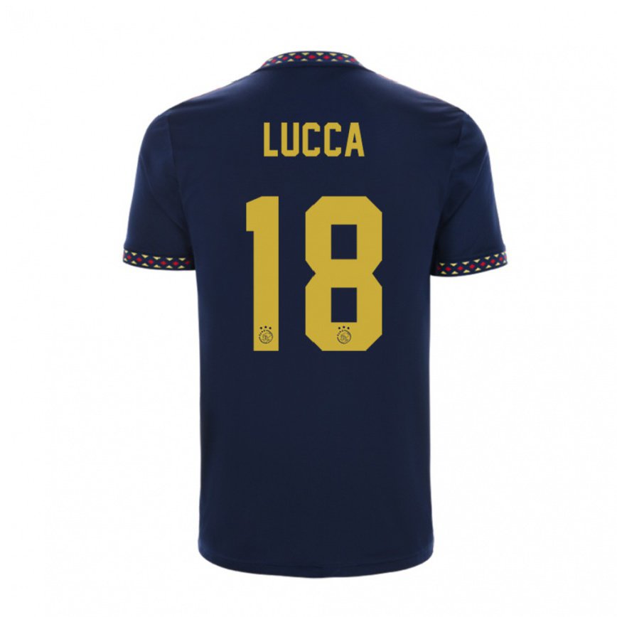 レディースフットボールロレンツォ・ルッカ#18ダークブルーアウェイシャツ2022/23ジャージーユニフォーム