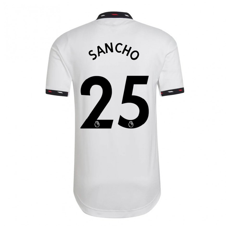 レディースフットボールジェイドン・サンチョ#25ホワイトアウェイシャツ2022/23ジャージーユニフォーム