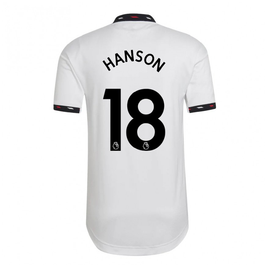 レディースフットボールカースティ・ハンソン#18ホワイトアウェイシャツ2022/23ジャージーユニフォーム