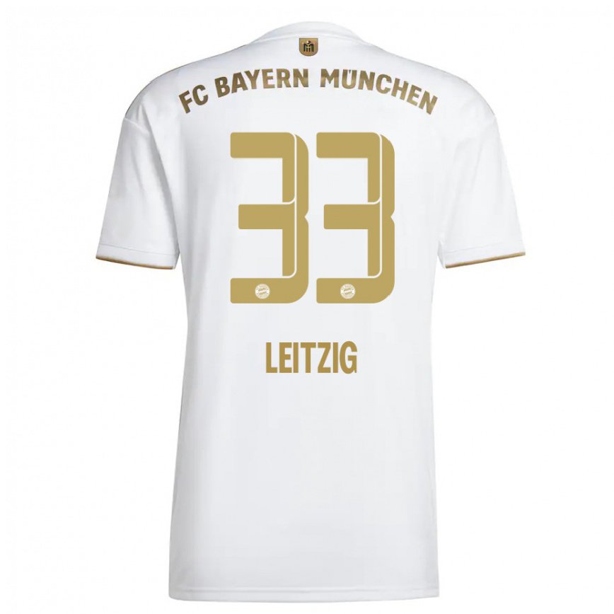 レディースフットボールヤニーナ・ライツィヒ#33ホワイト ゴールドアウェイシャツ2022/23ジャージーユニフォーム