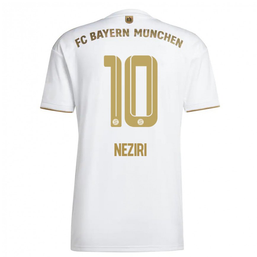 レディースフットボールベハー・ネジリ#10ホワイト ゴールドアウェイシャツ2022/23ジャージーユニフォーム