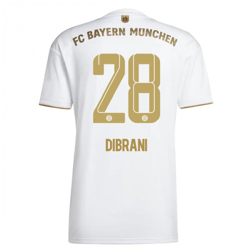 レディースフットボールベンジャミン・ディブラニ#28ホワイト ゴールドアウェイシャツ2022/23ジャージーユニフォーム