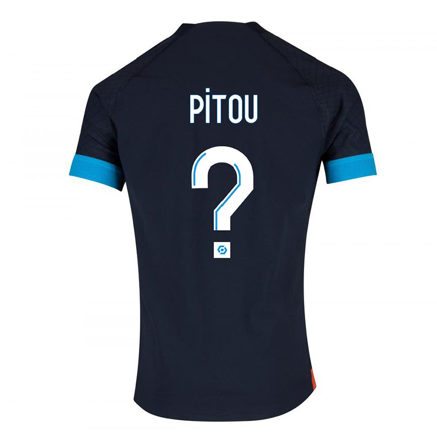 レディースフットボールjonathan Pitou#0ブラックオリンピックアウェイシャツ2022/23ジャージーユニフォーム