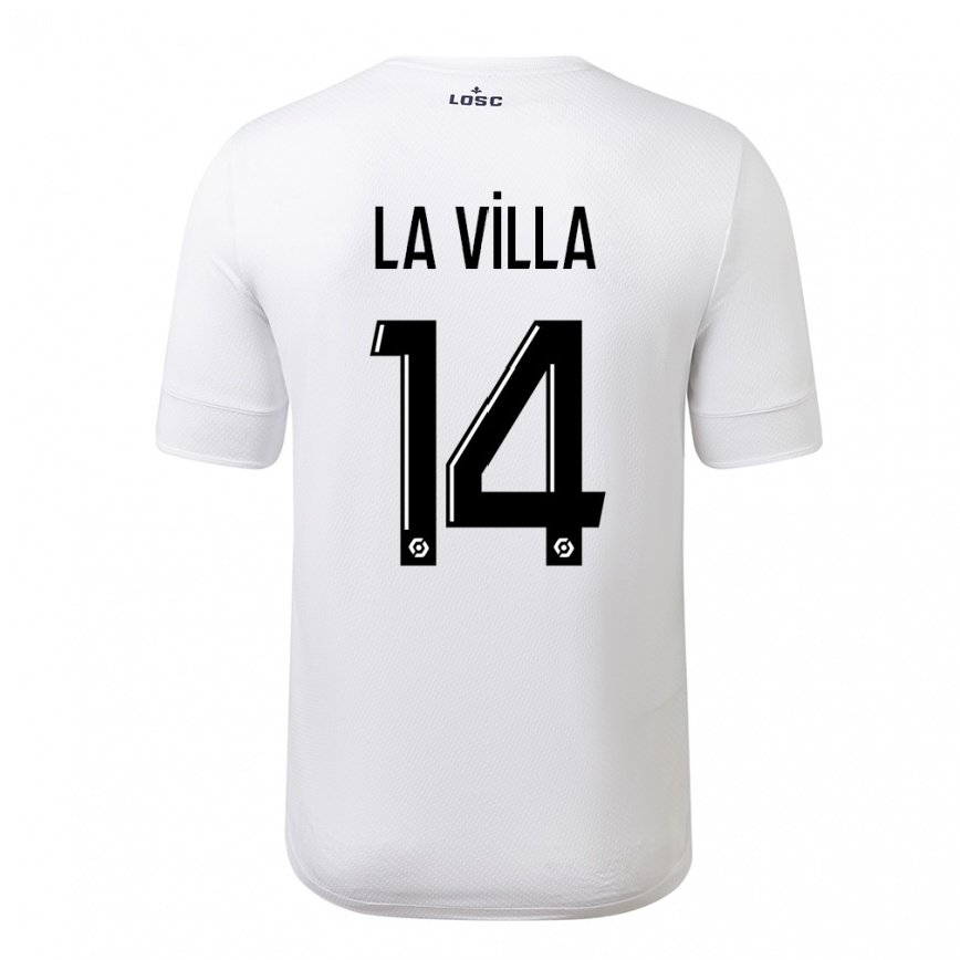 レディースフットボールキャロライン・ラ・ヴィラ#14ホワイトクリムゾンアウェイシャツ2022/23ジャージーユニフォーム