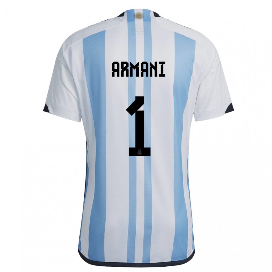 キッズアルゼンチンフランコ・アルマーニ#1ホワイトスカイブルーホームシャツ22-24ジャージー