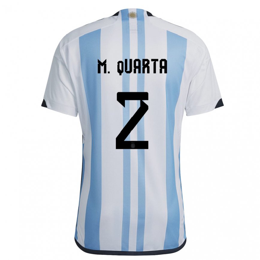 キッズアルゼンチンルーカス・マルティネス・クアルタ#2ホワイトスカイブルーホームシャツ22-24ジャージー
