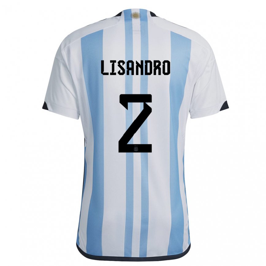 キッズアルゼンチンリサンドロ・マルティネス#2ホワイトスカイブルーホームシャツ22-24ジャージー