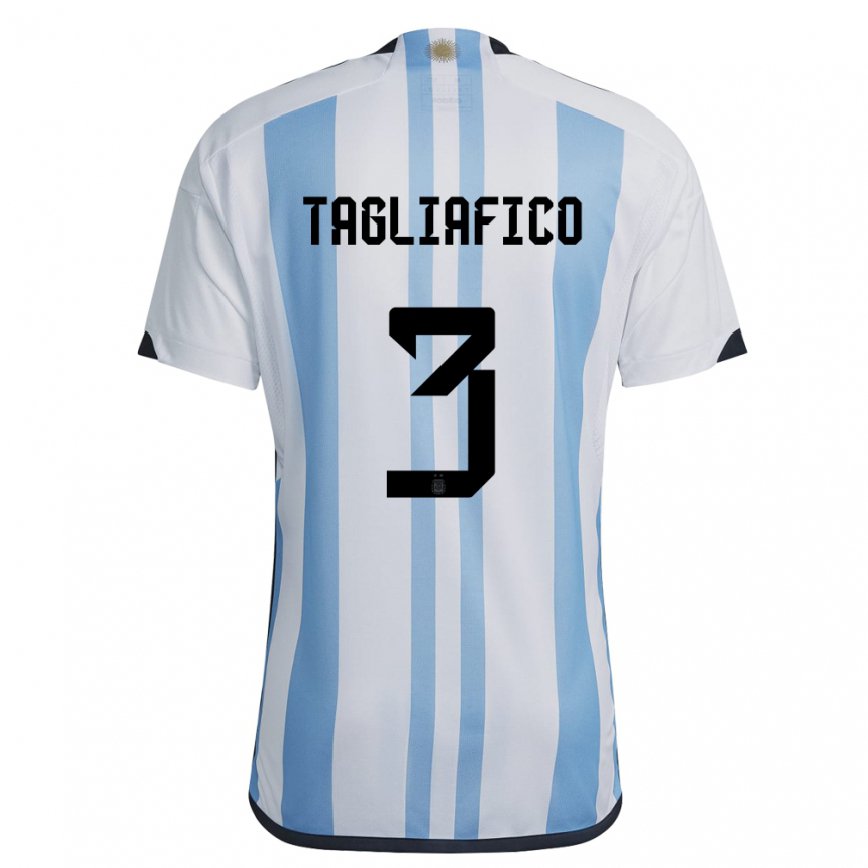 キッズアルゼンチンニコラス・タグリアフィコ#3ホワイトスカイブルーホームシャツ22-24ジャージー