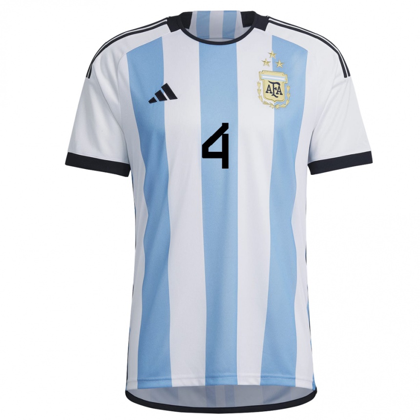 キッズアルゼンチンゴンサロ・モンティエル#4ホワイトスカイブルーホームシャツ22-24ジャージー