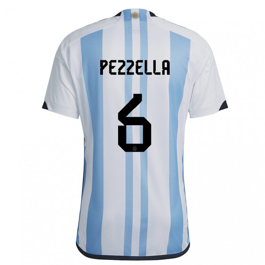 キッズアルゼンチンヘルマン・ペッセッラ#6ホワイトスカイブルーホームシャツ22-24ジャージー