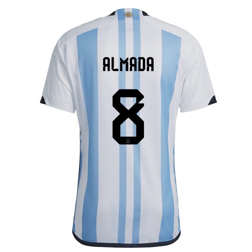 キッズアルゼンチンティアゴ・アルマダ#8ホワイトスカイブルーホームシャツ22-24ジャージー