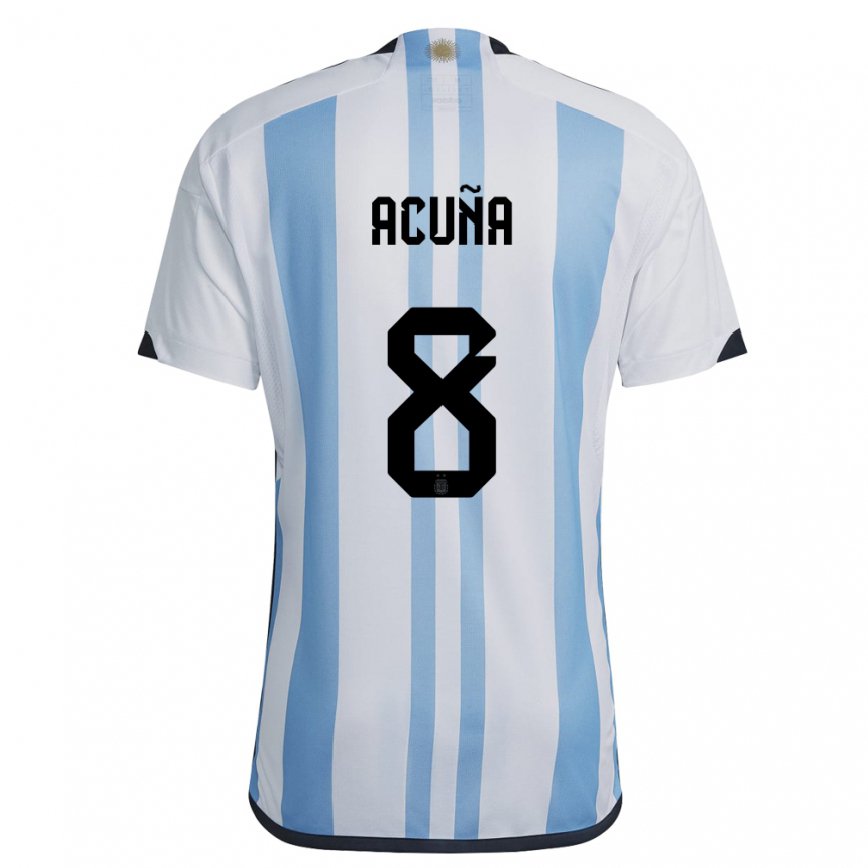 キッズアルゼンチンマルコス・アクーニャ#8ホワイトスカイブルーホームシャツ22-24ジャージー