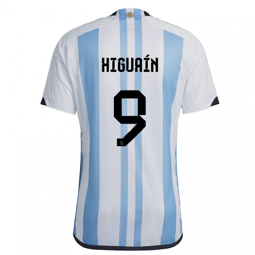キッズアルゼンチンゴンサロ・イグアイン#9ホワイトスカイブルーホームシャツ22-24ジャージー