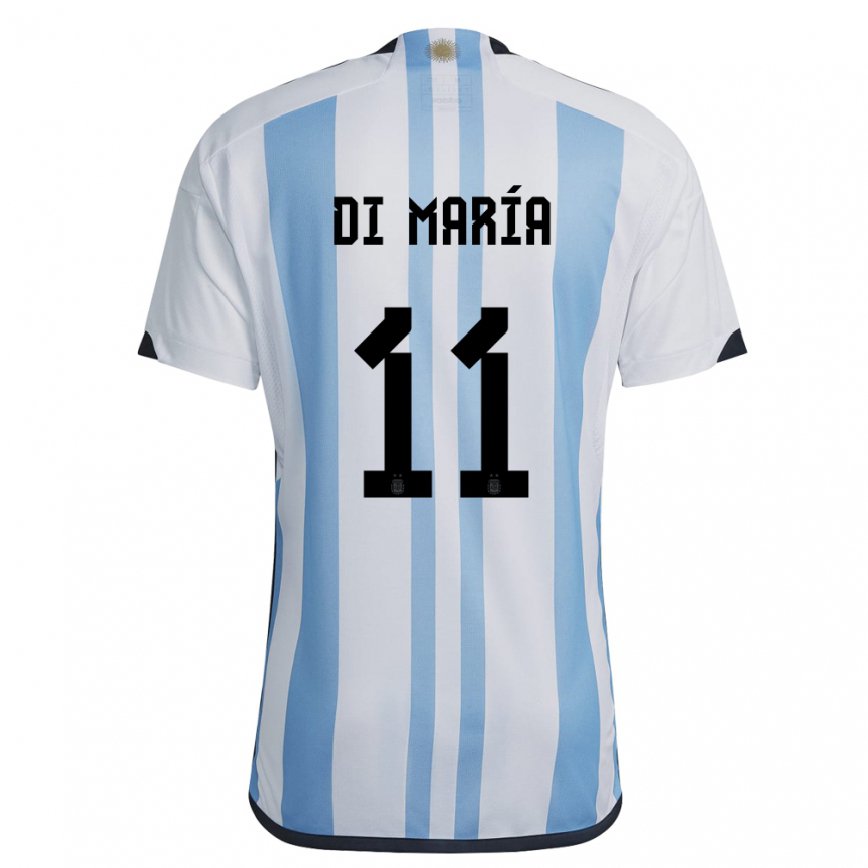 キッズアルゼンチンアンヘル・ディ・マリア#11ホワイトスカイブルーホームシャツ22-24ジャージー