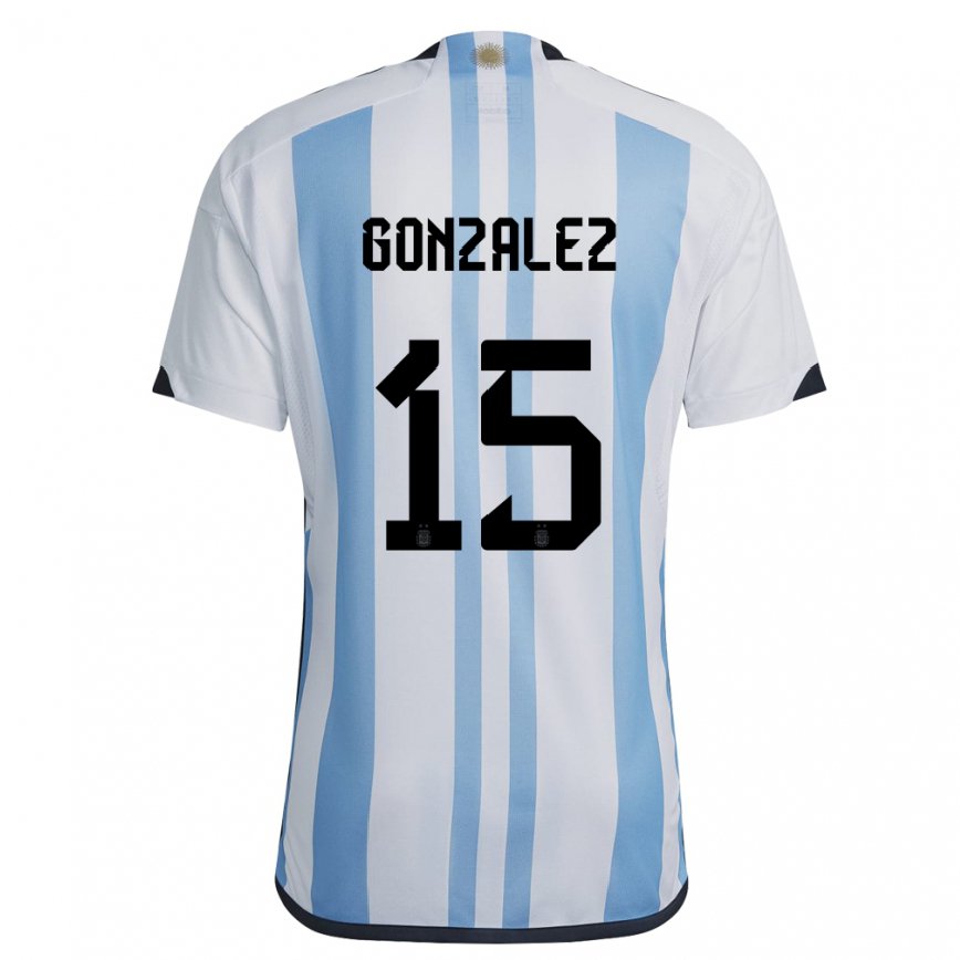 キッズアルゼンチンニコラス・ゴンザレス#15ホワイトスカイブルーホームシャツ22-24ジャージー
