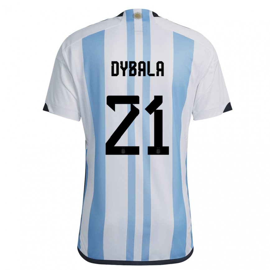 キッズアルゼンチンパウロ・ディバラ#21ホワイトスカイブルーホームシャツ22-24ジャージー