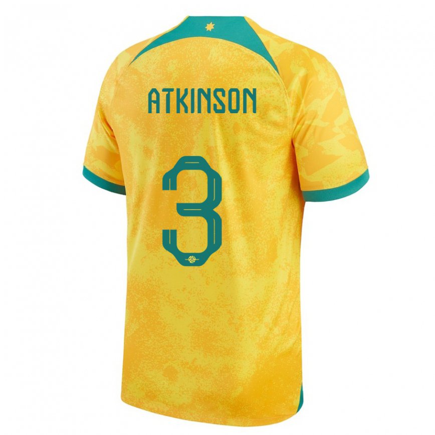 キッズオーストラリアナサニエル・アトキンソン#3ゴールデンホームシャツ22-24ジャージー