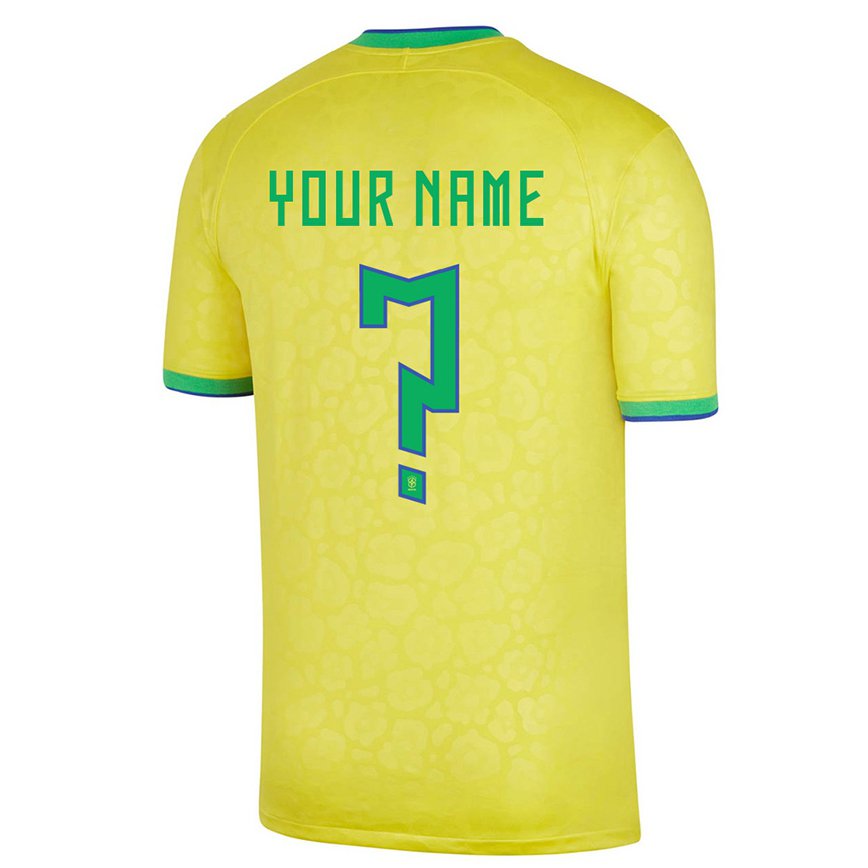 キッズブラジルあなたの名前#0イエローホームシャツ22-24ジャージー