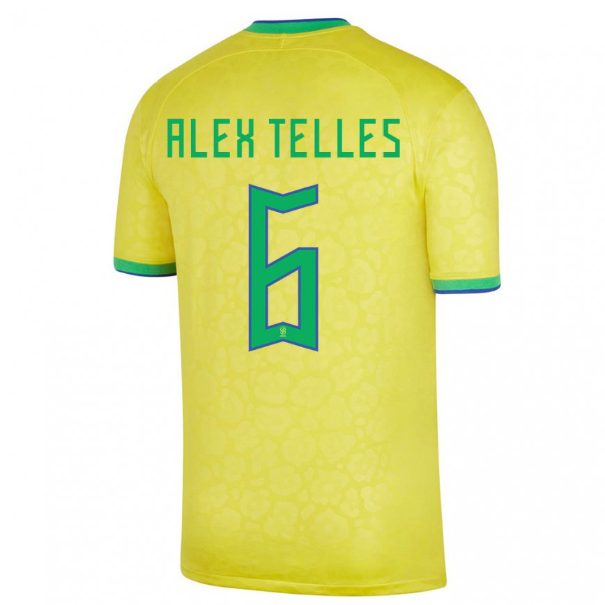 キッズブラジルアレックス・ニコラオ・テレス#6イエローホームシャツ22-24ジャージー