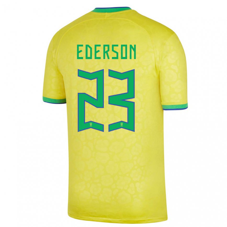 キッズブラジルエデルソン・モラエス#23イエローホームシャツ22-24ジャージー