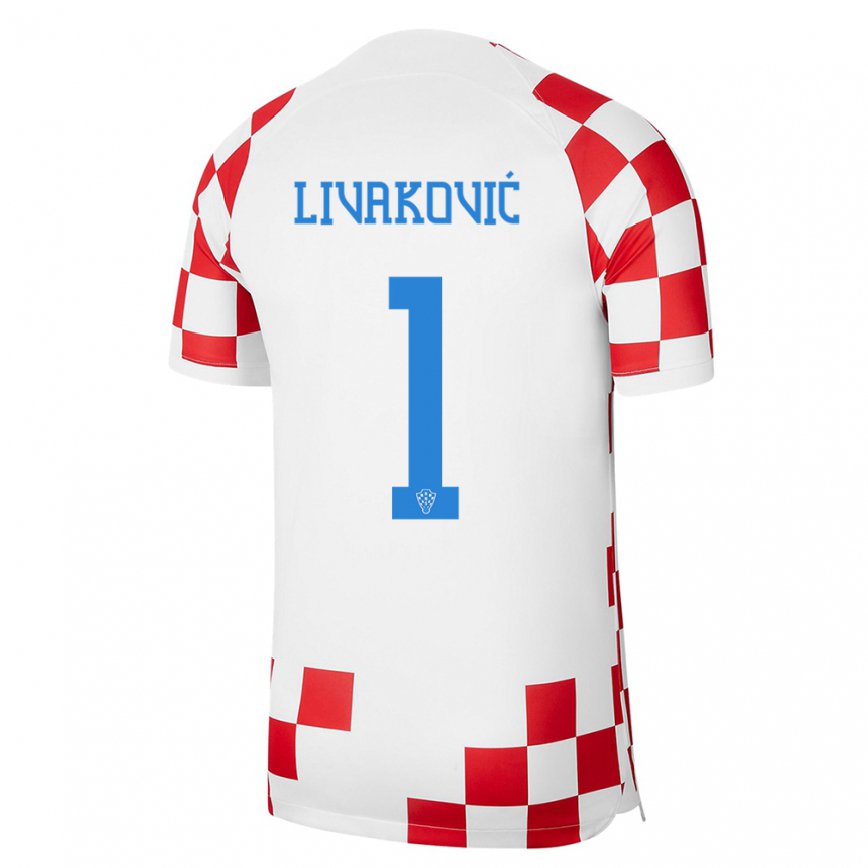 キッズクロアチアドミニク・リヴァコヴィッチ#1レッド ホワイトホームシャツ22-24ジャージー