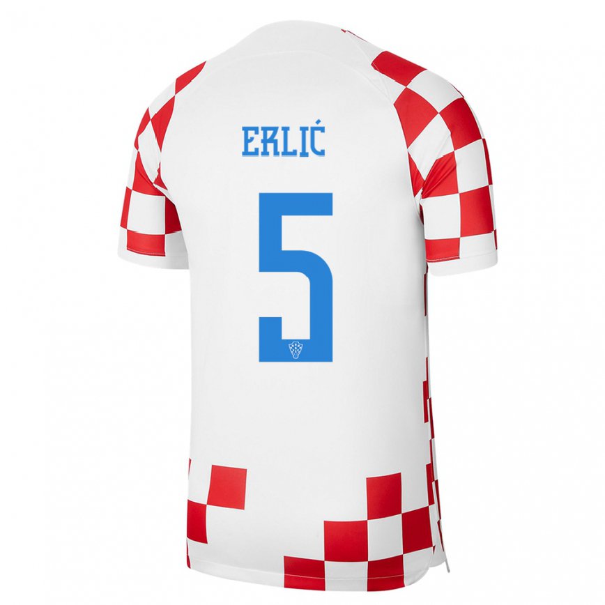 キッズクロアチアマルティン・エルリッチ#5レッド ホワイトホームシャツ22-24ジャージー