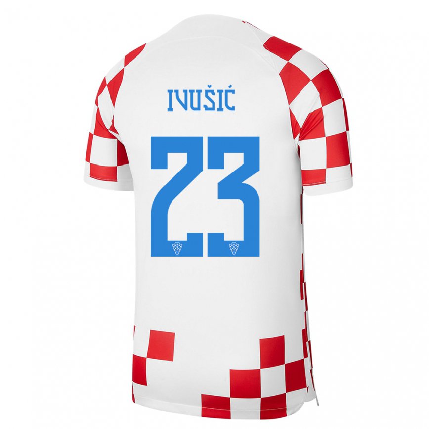 キッズクロアチアイヴィツァ・イヴシッチ#23レッド ホワイトホームシャツ22-24ジャージー