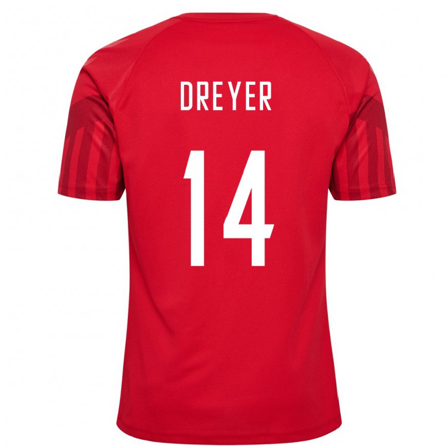 キッズデンマークアンダース・ドレイヤー#14レッドホームシャツ22-24ジャージー