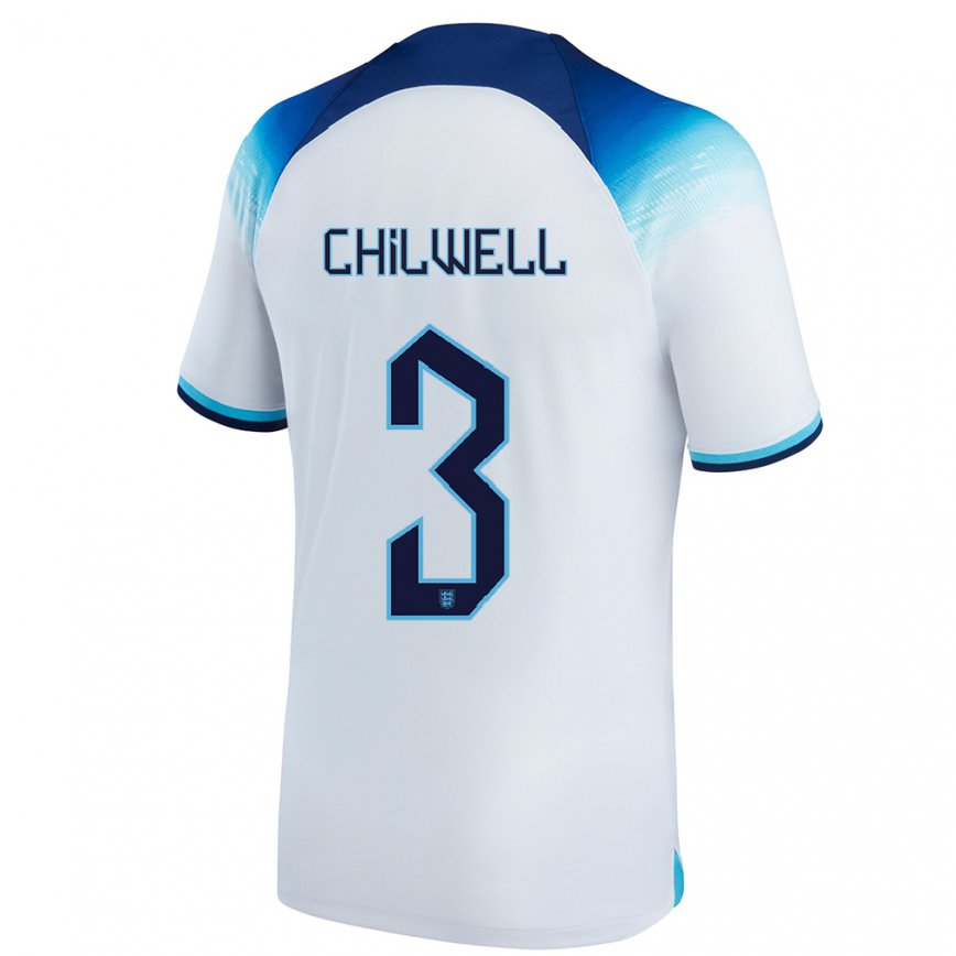 キッズイングランドベン・チルウェル#3ホワイト ブルーホームシャツ22-24ジャージー