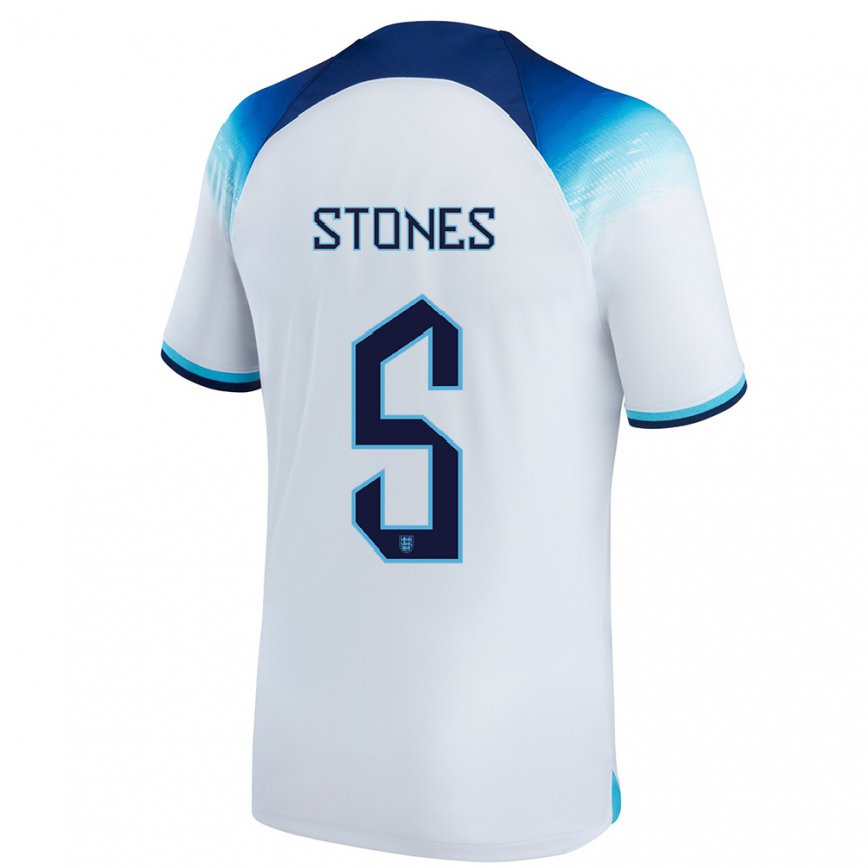 キッズイングランドジョン・ストーンズ #5ホワイト ブルーホームシャツ22-24ジャージー