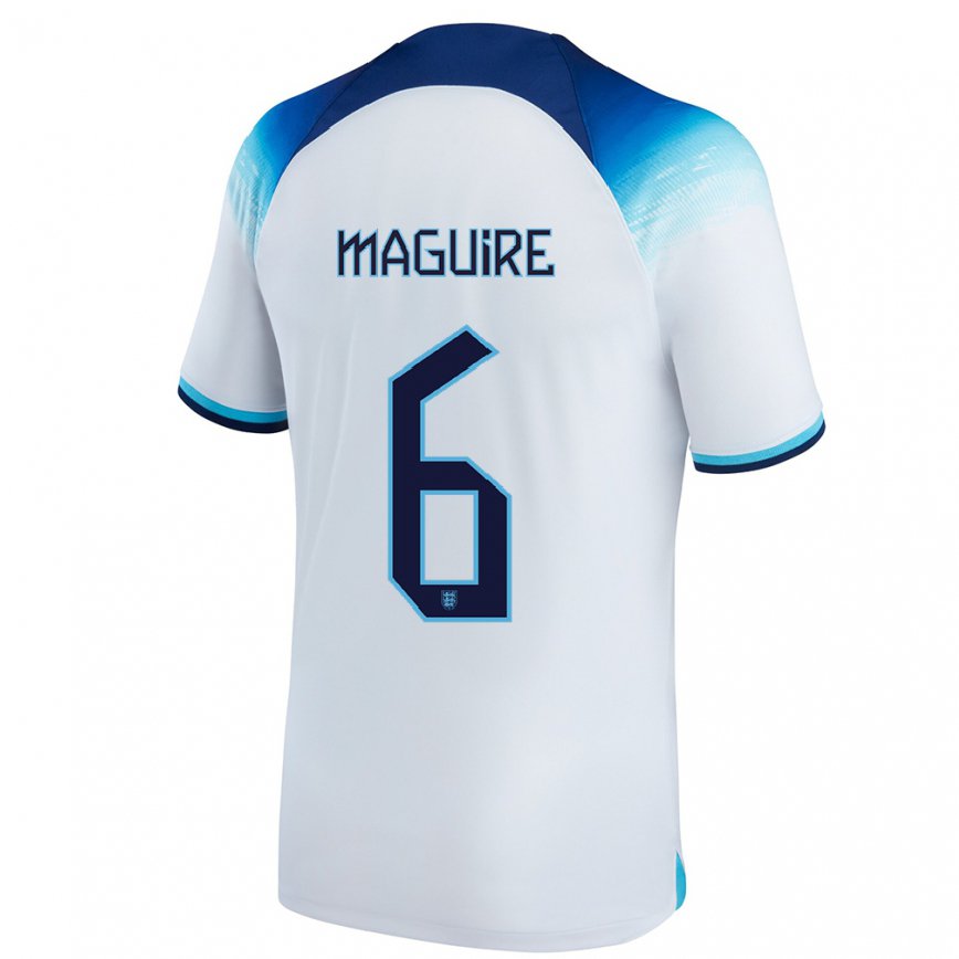 キッズイングランドハリー・マグワイア#6ホワイト ブルーホームシャツ22-24ジャージー