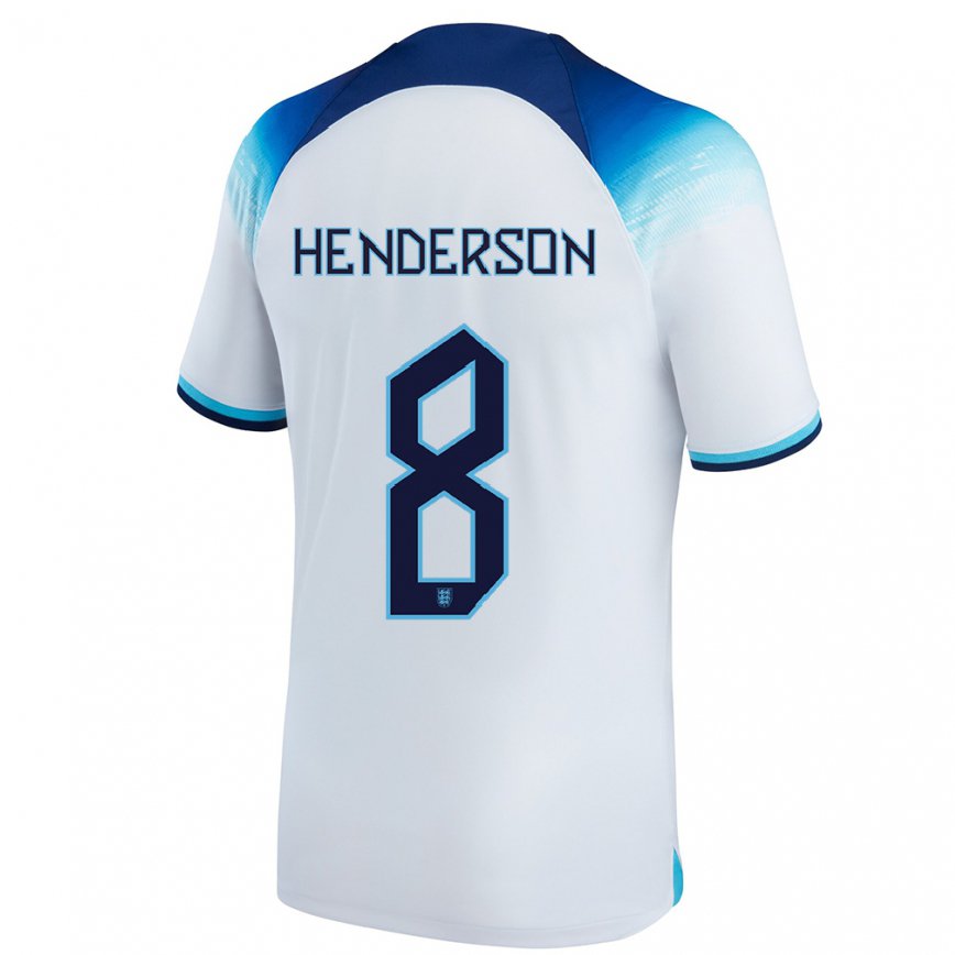 キッズイングランドジョーダン・ヘンダーソン#8ホワイト ブルーホームシャツ22-24ジャージー