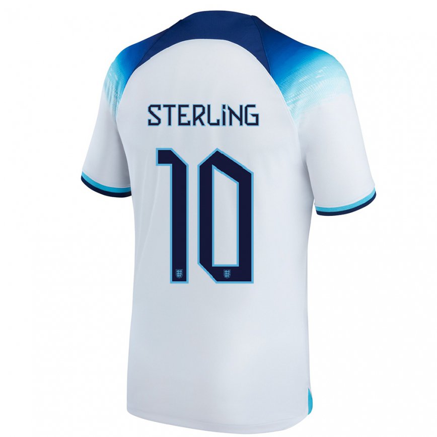 キッズイングランドラヒーム・スターリング#10ホワイト ブルーホームシャツ22-24ジャージー