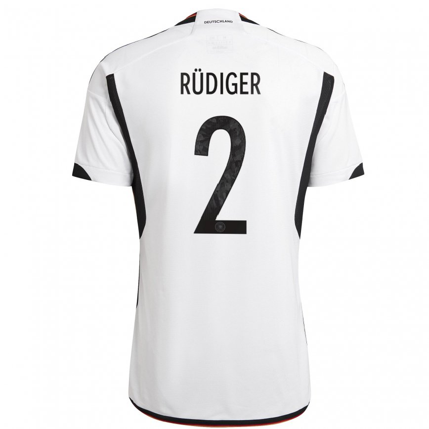 キッズドイツアントニオ・リュディガー#2ホワイト ブラックホームシャツ22-24ジャージー