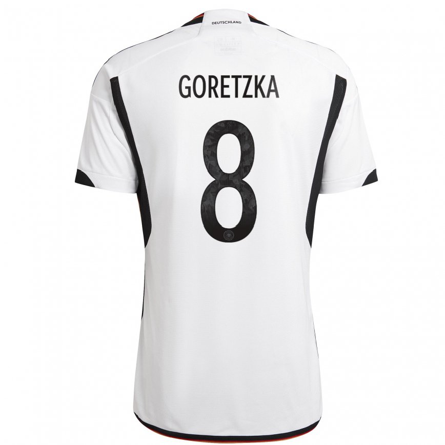 キッズドイツレオン・ゴレツカ#8ホワイト ブラックホームシャツ22-24ジャージー