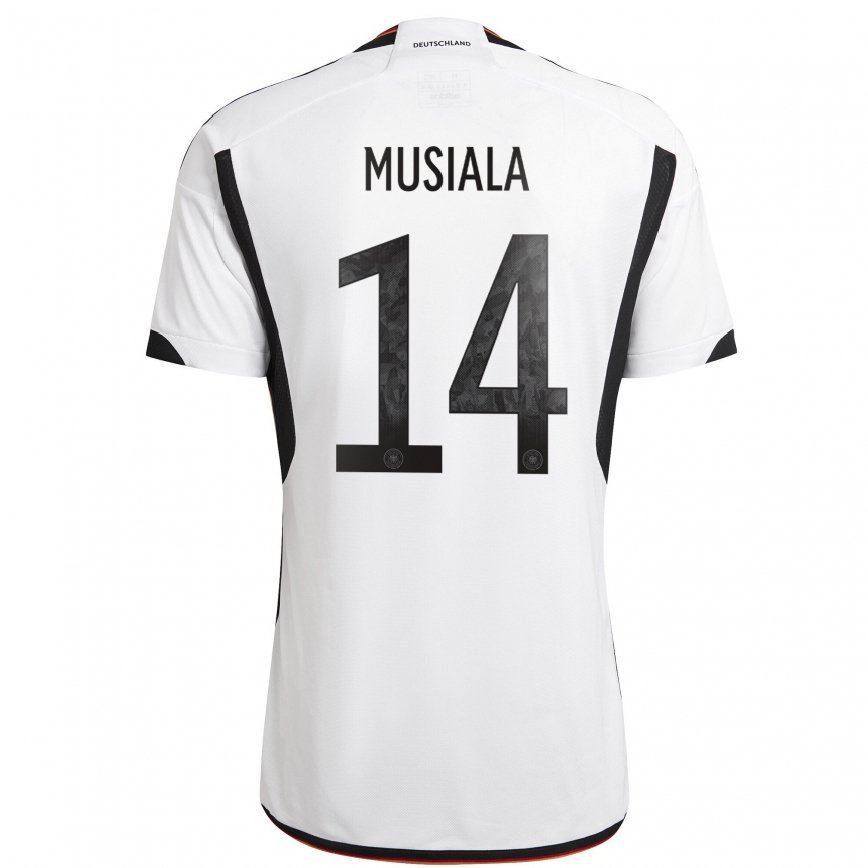 キッズドイツジャマル・ムシアラ#14ホワイト ブラックホームシャツ22-24ジャージー