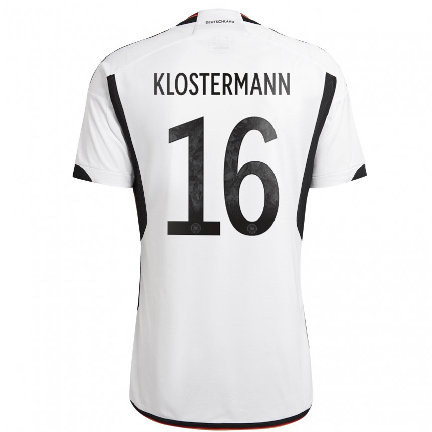 キッズドイツルーカス・クロスターマン#16ホワイト ブラックホームシャツ22-24ジャージー