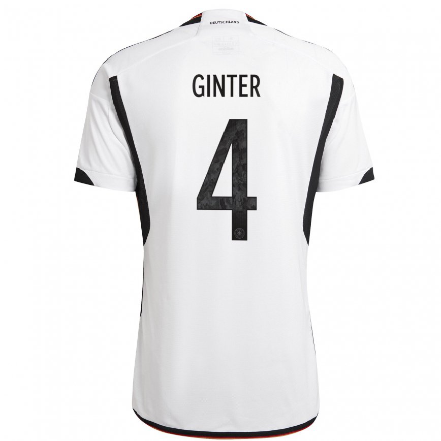 キッズドイツマティアス・ギンター#4ホワイト ブラックホームシャツ22-24ジャージー