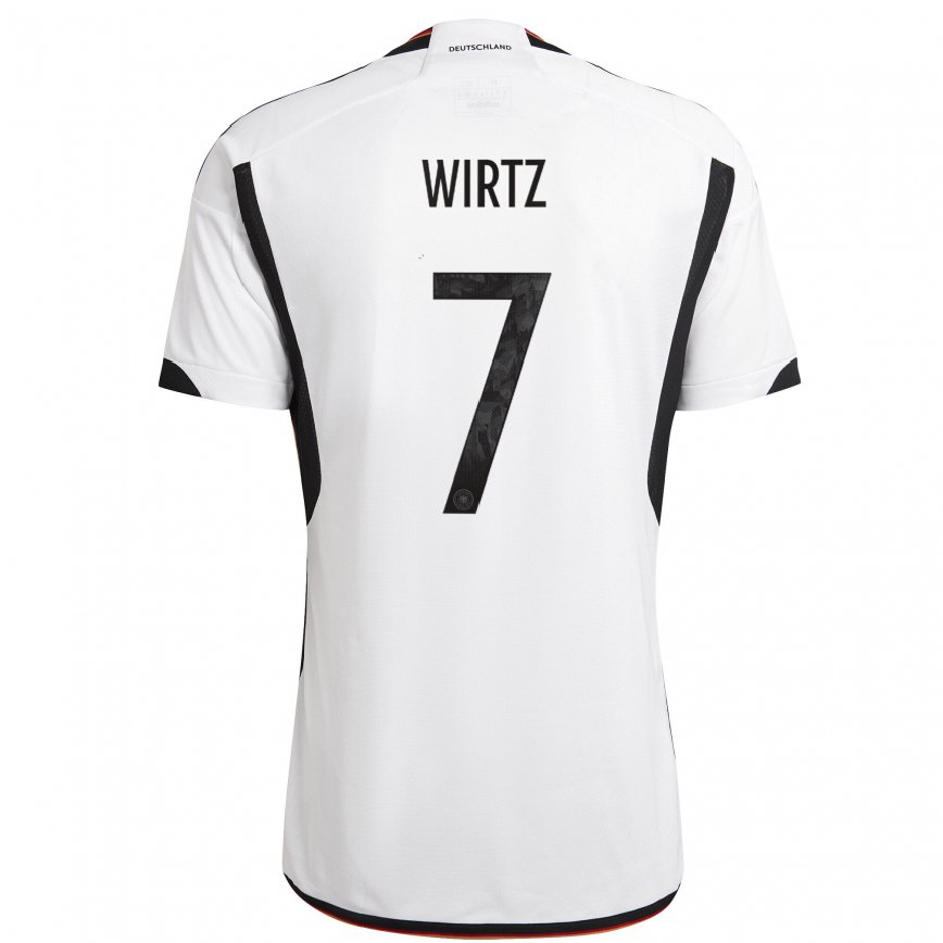キッズドイツフロリアン・ヴィルツ#7ホワイト ブラックホームシャツ22-24ジャージー