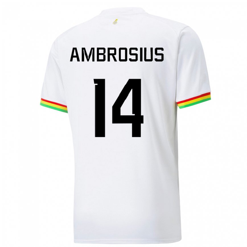 キッズガーナステファン・アンブロシウス#14ホワイトホームシャツ22-24ジャージー