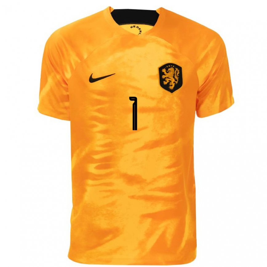 キッズオランダレムコ・パスフェール#1レーザーオレンジホームシャツ22-24ジャージー