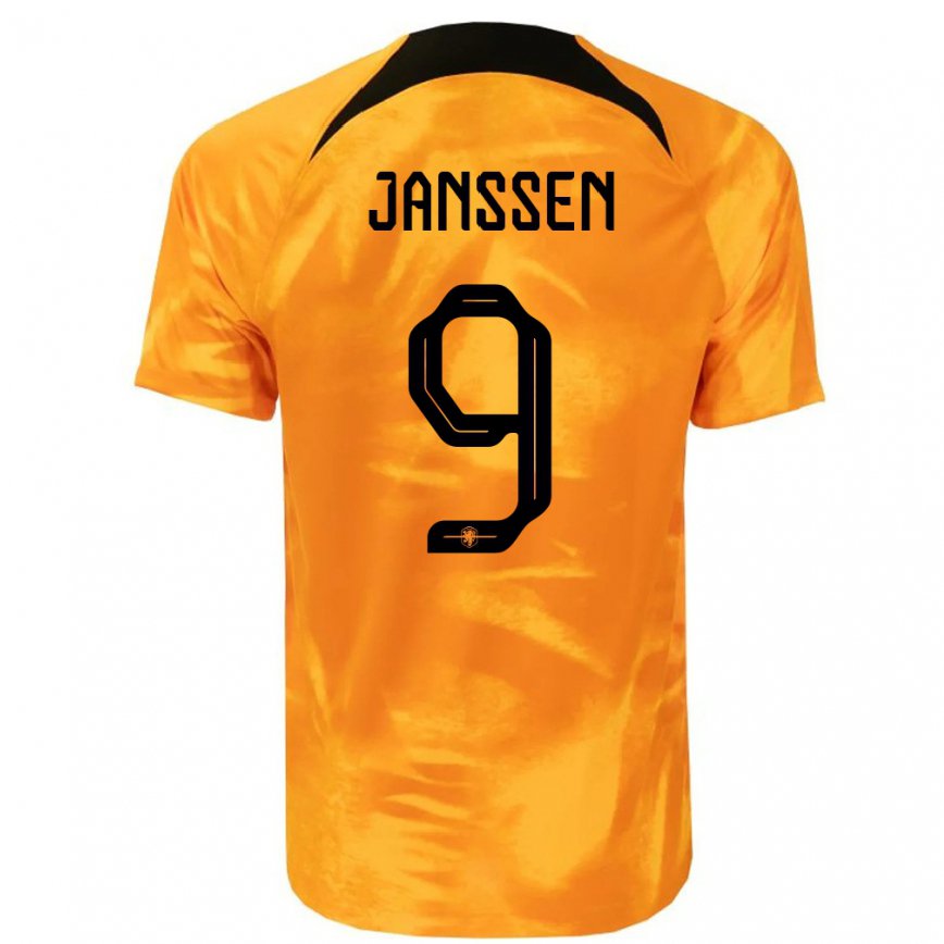 キッズオランダフィンチェント・ヤンセン#9レーザーオレンジホームシャツ22-24ジャージー