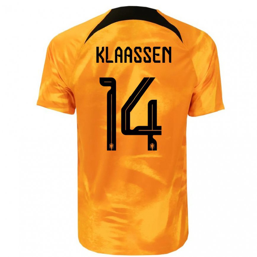 キッズオランダデイヴィ・クラーセン#14レーザーオレンジホームシャツ22-24ジャージー
