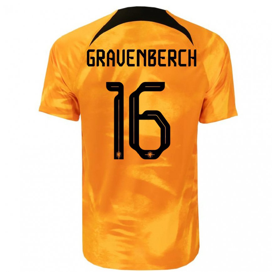 キッズオランダライアン・グラフェンベルフ #16レーザーオレンジホームシャツ22-24ジャージー