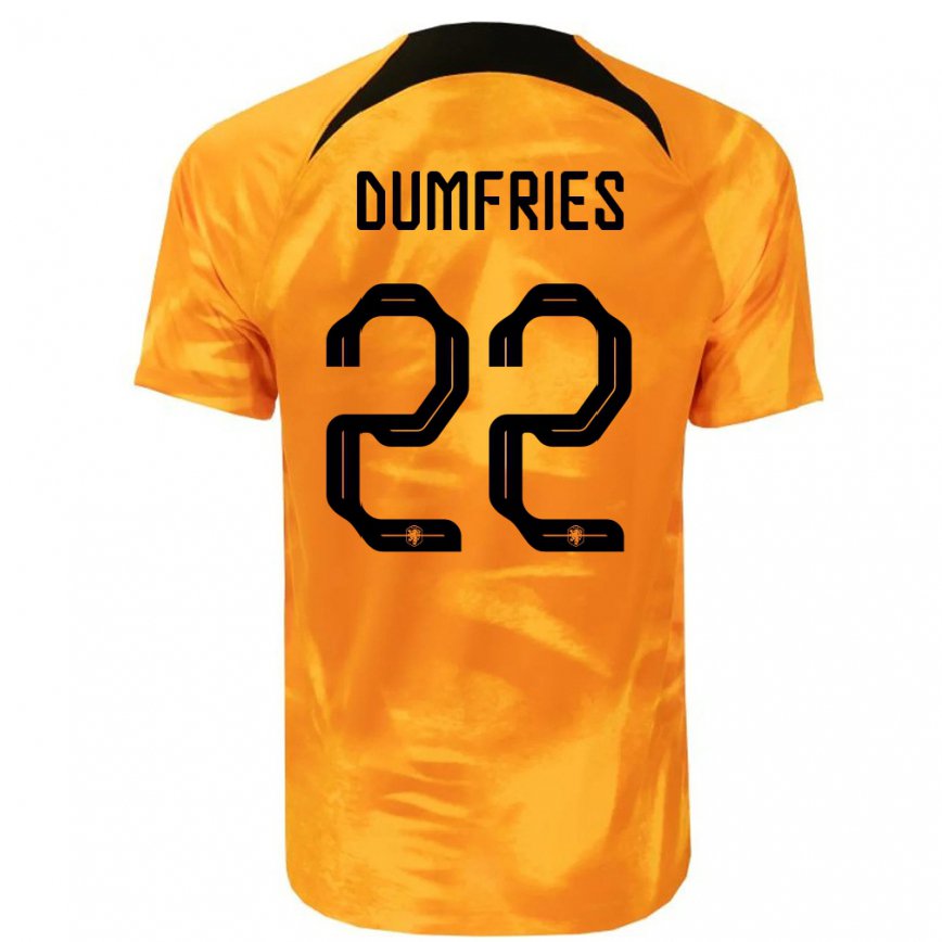 キッズオランダデンゼル・ダンフリース#22レーザーオレンジホームシャツ22-24ジャージー