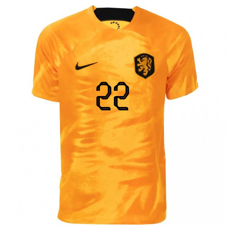 キッズオランダデンゼル・ダンフリース#22レーザーオレンジホームシャツ22-24ジャージー